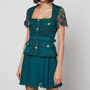 New self portrait teal lace bodice mini dress!